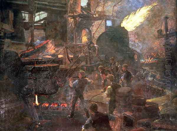 The Wealth of England the Bessemer Process of Making Steel, 1895 Oil Painting by William Holt Yates Titcomb