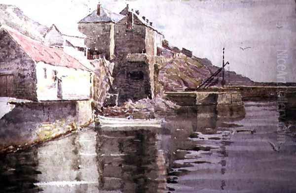 Harbour Entrance, Polperro Oil Painting by William Holt Yates Titcomb