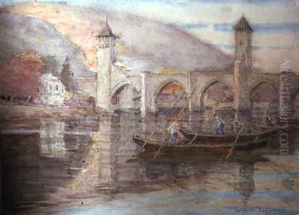 Pont Valentre, Cahors Oil Painting by William Holt Yates Titcomb