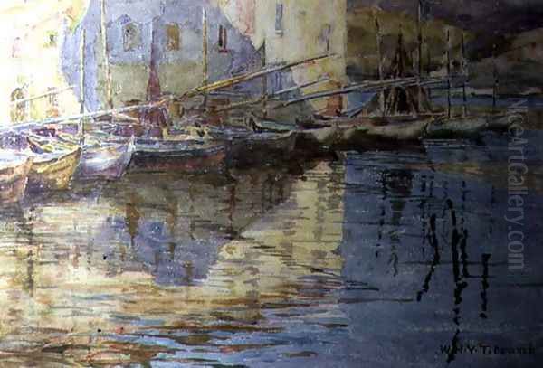 Boats in Venice Oil Painting by William Holt Yates Titcomb