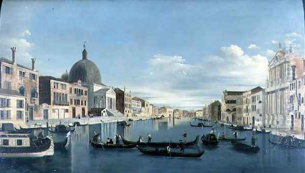 The Grand Canal, Venice with San Simeon Piccolo Oil Painting by Francesco Tironi