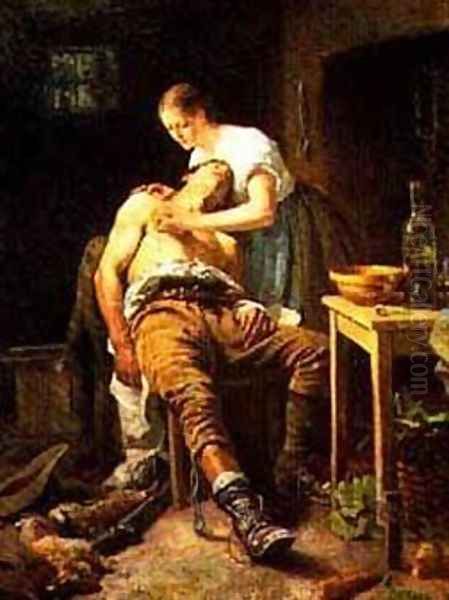 The Wounded Poacher, 1881 Oil Painting by Henry Jones Thaddeus