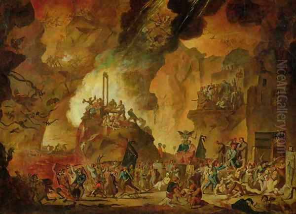 The Triumph of the Guillotine in Hell Oil Painting by Nicolas Antoine Taunay