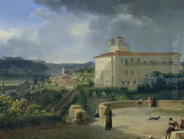 View of the Villa Medici, Rome, 1813 Oil Painting by Nicolas Antoine Taunay