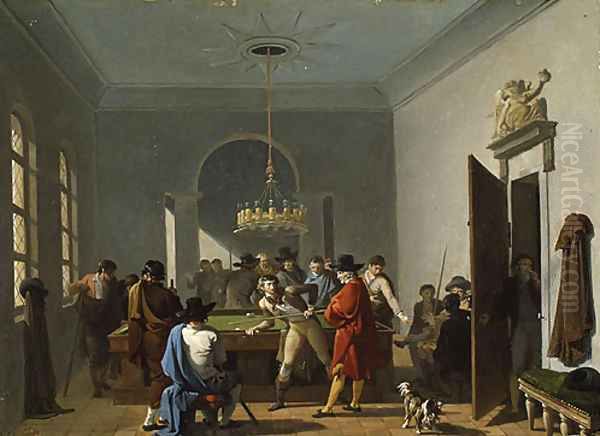 The Billiard Room Oil Painting by Nicolas Antoine Taunay