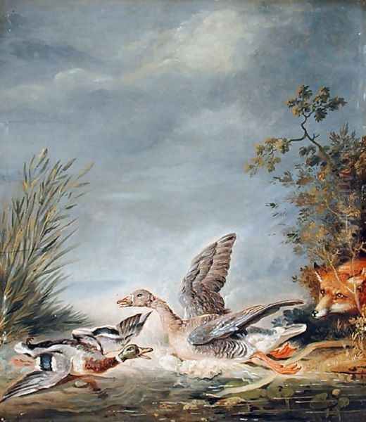 Fox and Waterfowl Oil Painting by Friedrich Tischbein