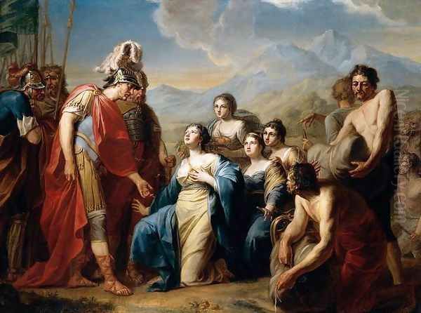 The Queen of Sheba Kneeling before King Solomon Oil Painting by Friedrich Tischbein