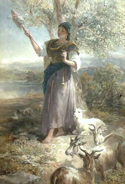 A Spanish Goatherd Oil Painting by Francis William Topham