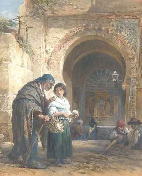 The flower seller Oil Painting by Francis William Topham