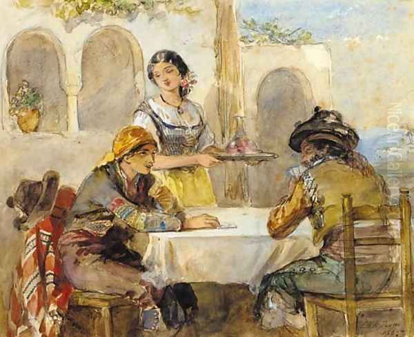 The card game Oil Painting by Francis William Topham