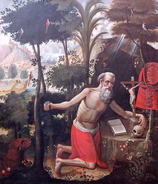 St. Jerome Oil Painting by Diego Quispe Tito