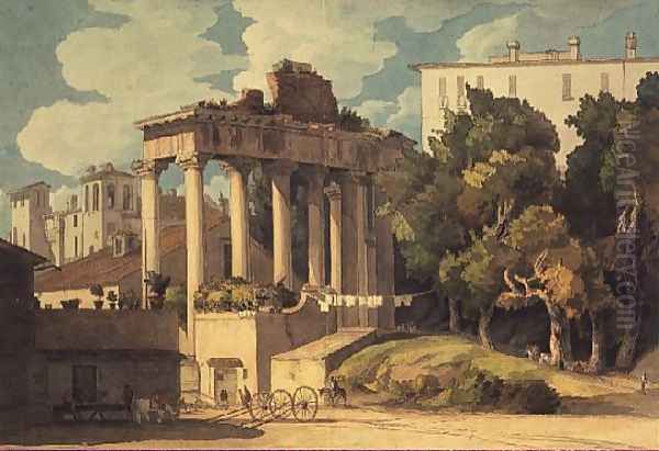 Temple of Saturn, Rome Oil Painting by Francis Towne