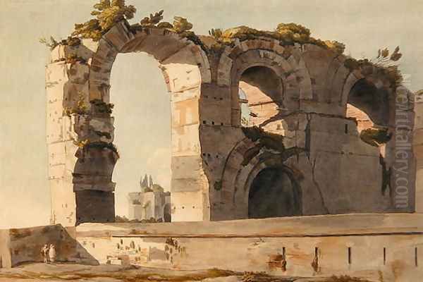 The Claudian Aquaduct, Rome, 1785 Oil Painting by Francis Towne