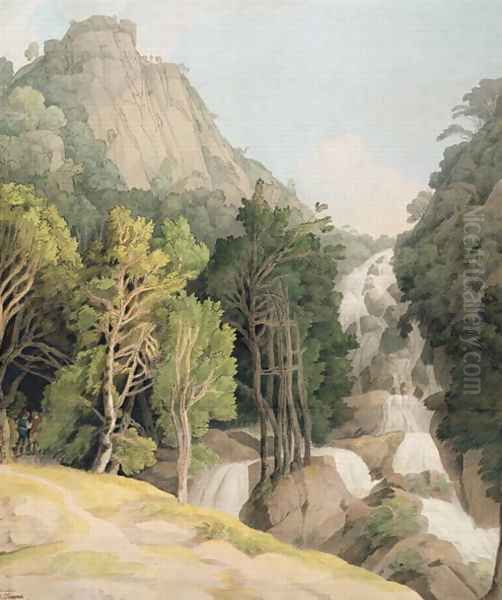 Lodore Falls Oil Painting by Francis Towne