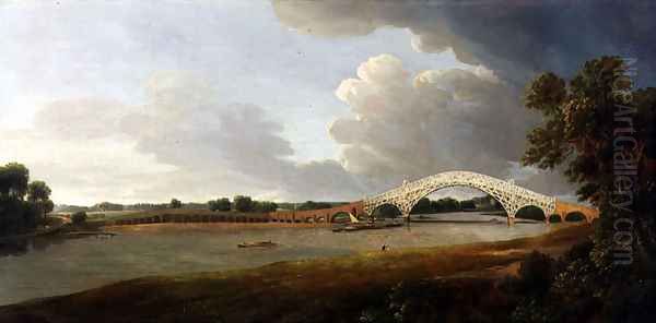 Old Walton Bridge, 1785 Oil Painting by Francis Towne