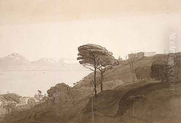 View of the Bay of Naples and Mt. Lactarius, 1781 Oil Painting by Francis Towne