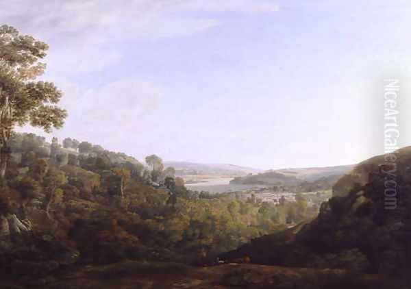 The Valley of the Teign, Devonshire, 1780 Oil Painting by Francis Towne