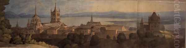 No.1483 View of Lausanne, 1781 Oil Painting by Francis Towne