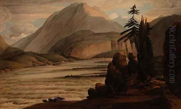 In the Valley of the Grisons, 1781 Oil Painting by Francis Towne