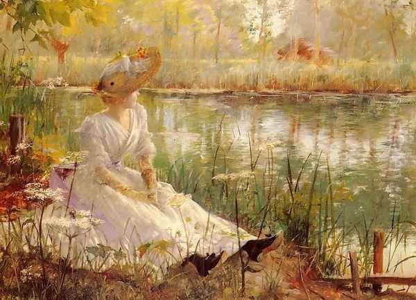 A Beauty By A River Oil Painting by Charles James Theriat