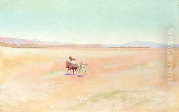 Desert Travellers, Biskra Oil Painting by Charles James Theriat