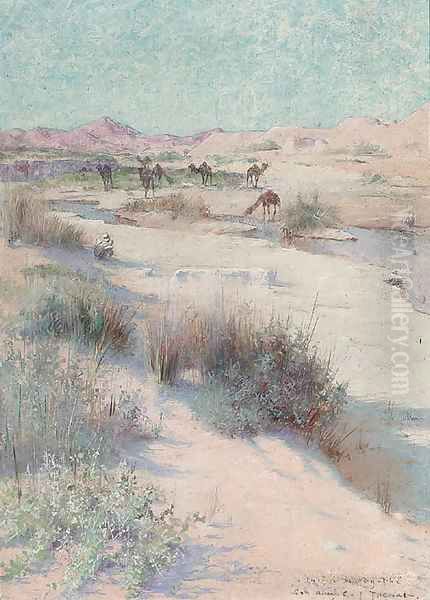 The camel master resting in the shade Oil Painting by Charles James Theriat