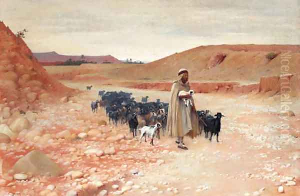 The Goatherder, El Kantara Oil Painting by Charles James Theriat