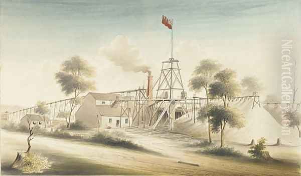 Seaham Gold Mining Company, Alma, Maryborough Oil Painting by William Tibbits