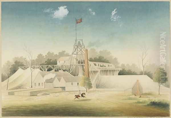 Gladstone Gold Mining Company, Alma Flat, Maryborough Oil Painting by William Tibbits