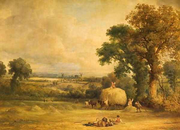 Loading the Hay Wagon, 1839 Oil Painting by John F Tennant