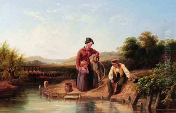 Fishing for Minnows Oil Painting by John F Tennant