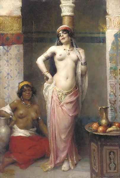 Harem beauties Oil Painting by Henri Adriene Tanoux