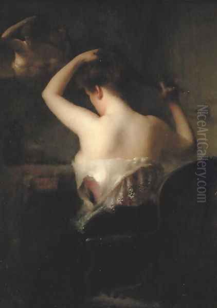 Woman Arranging her Hair, 1903 Oil Painting by Etienne Tournes