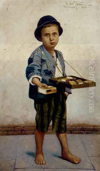 The Little Match Seller Oil Painting by Giulio Del Torre