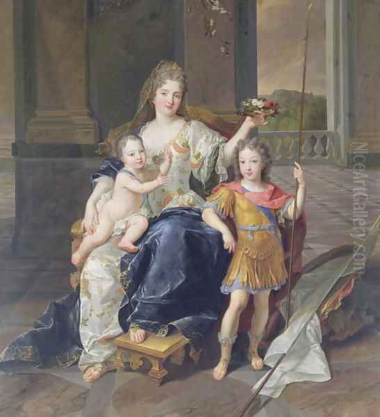 Duchess de la Ferte with the Duke of Brittany and the Duke of Anjou Louis XV c.1712 2 Oil Painting by Francois de Troy