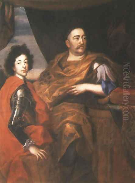 Portrait of John III Sobieski and his Son Jacob Oil Painting by Jan Tricius