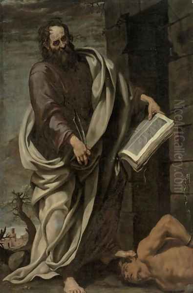 St. Bartholomew, 1620 Oil Painting by Luis Tristan De Escamilla