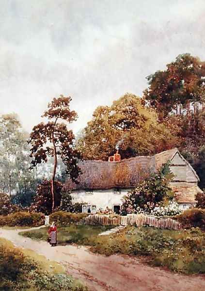 A Country Cottage Oil Painting by F.H. Tyndale