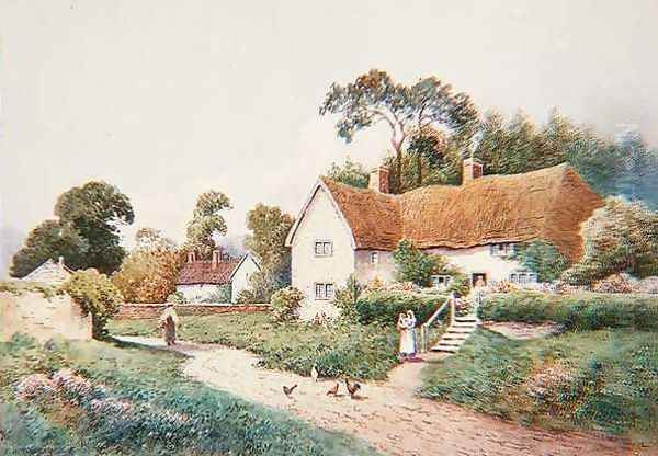 A Village Lane Oil Painting by F.H. Tyndale