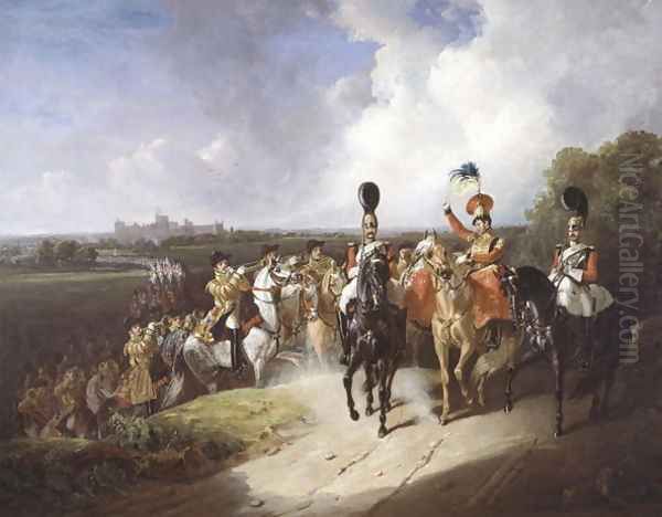 Band of the second regiment of Life Guards leaving Windsor, 1830 Oil Painting by John Frederick Tayler