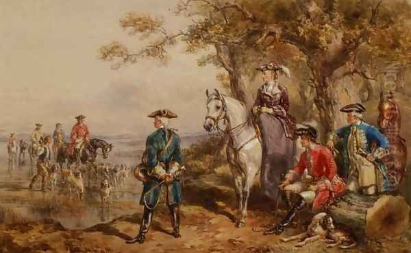 The Otter Hunt Oil Painting by John Frederick Tayler