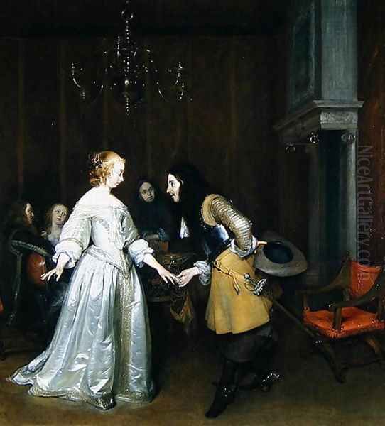 Dancing Couple Oil Painting by Gerard Terborch