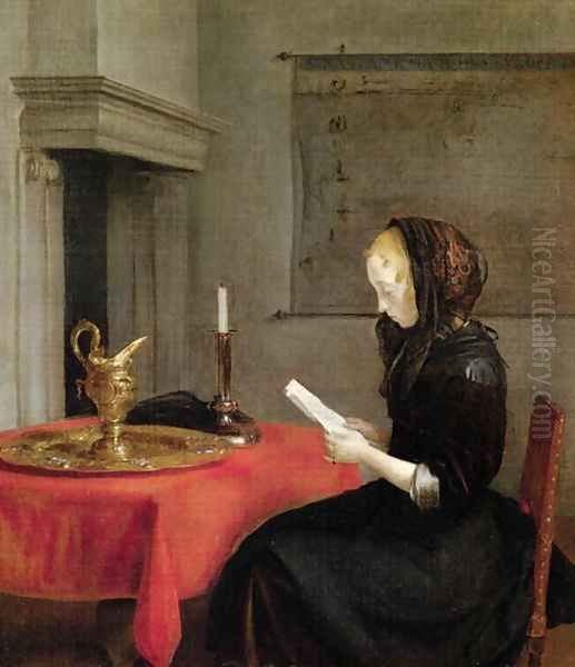 Woman Reading, c.1662 Oil Painting by Gerard Terborch