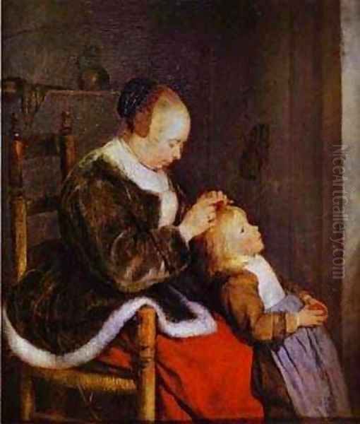 Motherly Care 1654 Oil Painting by Gerard Terborch