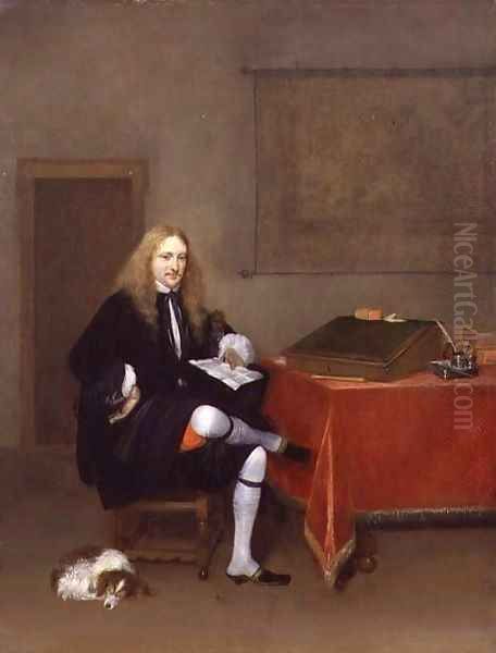 Portrait of a Man in his Study 1668 69 Oil Painting by Gerard Terborch