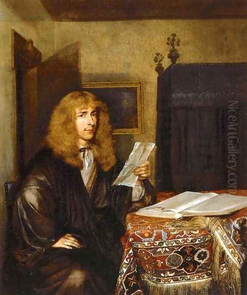 Portrait of a Man Reading Oil Painting by Gerard Terborch