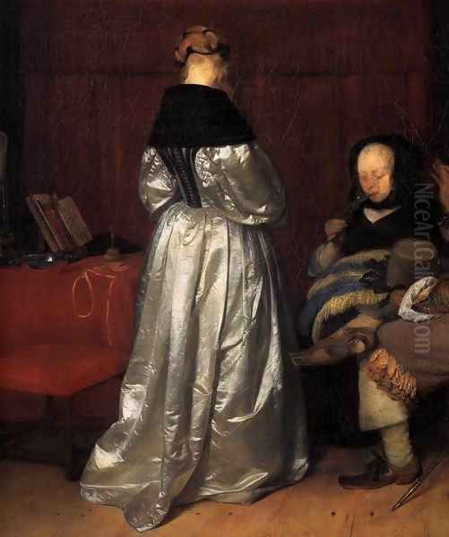 Paternal Admonition (detail) Oil Painting by Gerard Terborch