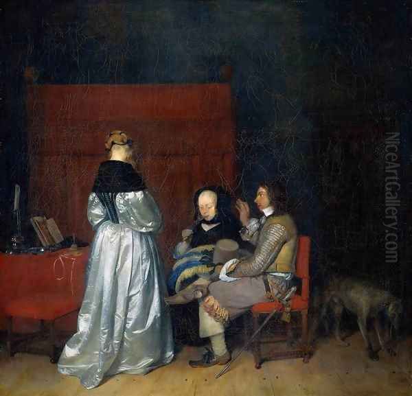 Paternal Admonition (Gallant Conversation) Oil Painting by Gerard Terborch