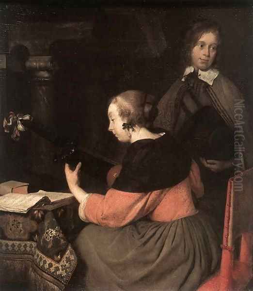 The Lute Player Oil Painting by Gerard Terborch