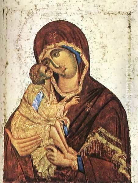 Madonna of Don Icon c. 1380 Oil Painting by Theophanes The Greek